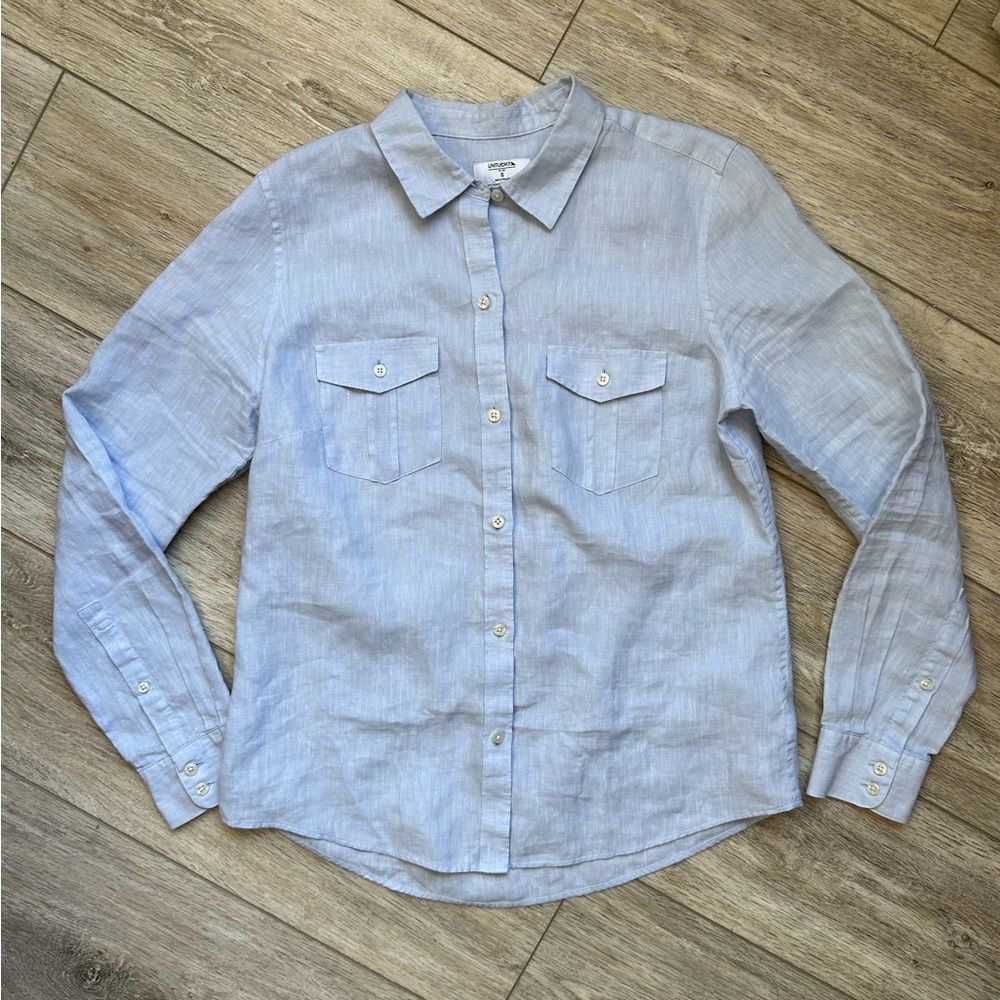 UNTUCKit Womens Eventide Blue Chambray Shirt Size 6